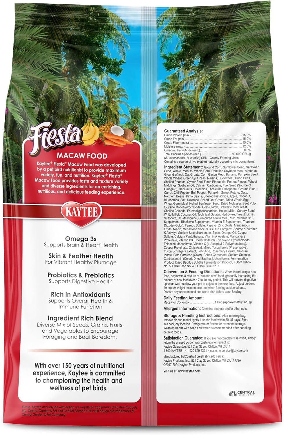 Kaytee Fiesta Macaw Food, Nutritious and Fun Blend, Supports Skin, Feather, Digestion, Brain and Heart Health, 4.5 pounds - Image 11