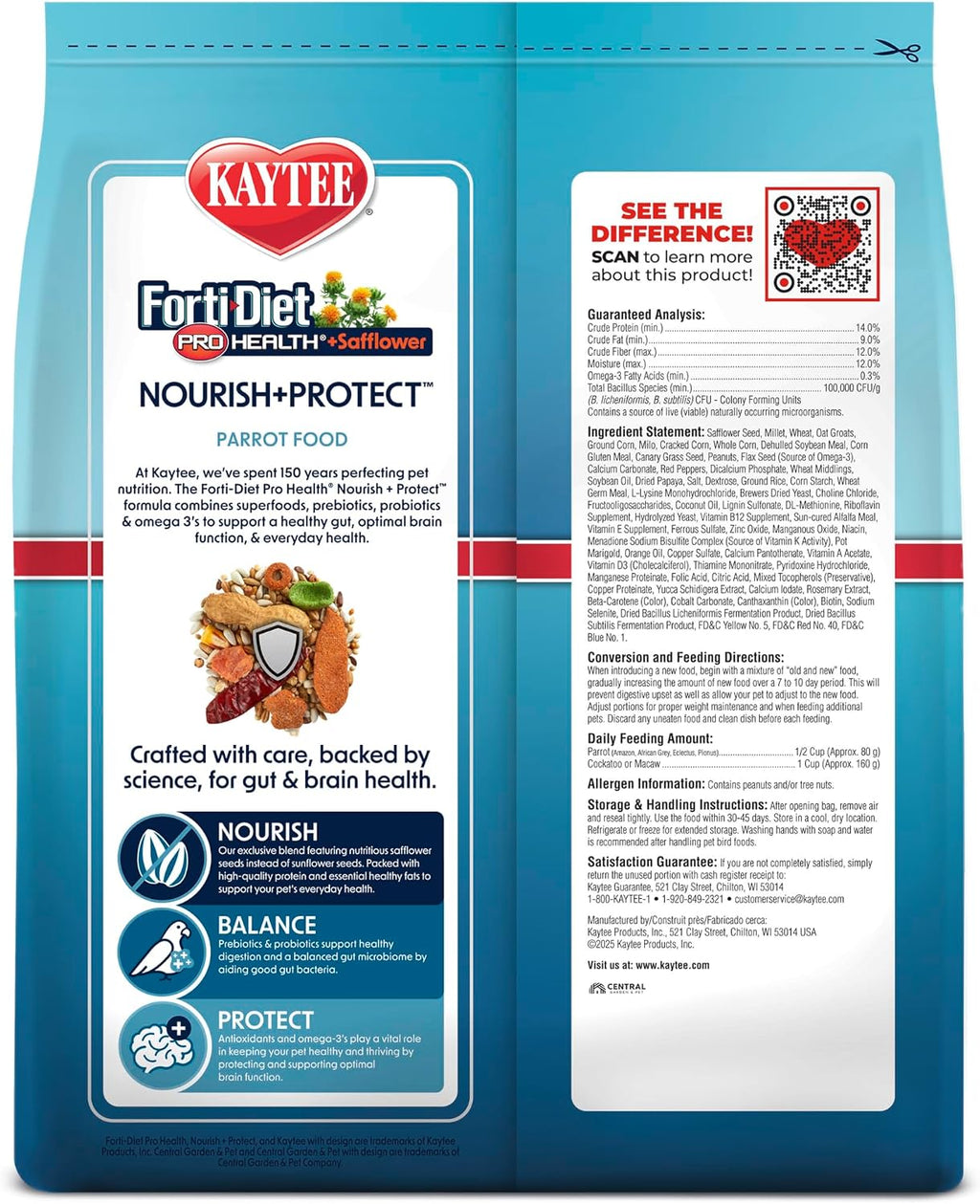 Kaytee Forti-Diet Pro Health+Safflower Nourish+Protect Parrot Food, Supports Breeding and Molting, Nutrition Backed by Science, Digestive and Brain Health, 4 pounds - Image 12