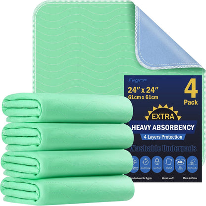 FYGRIP 4 Pack 36" x 36" Extra Heavy Absorbency Washable Underpads, Waterproof Quick Drying Nursing Incontinence Reusable Washable Bed Pee Pads for Dogs, Diaper Changing & Adults, Green - Image 9