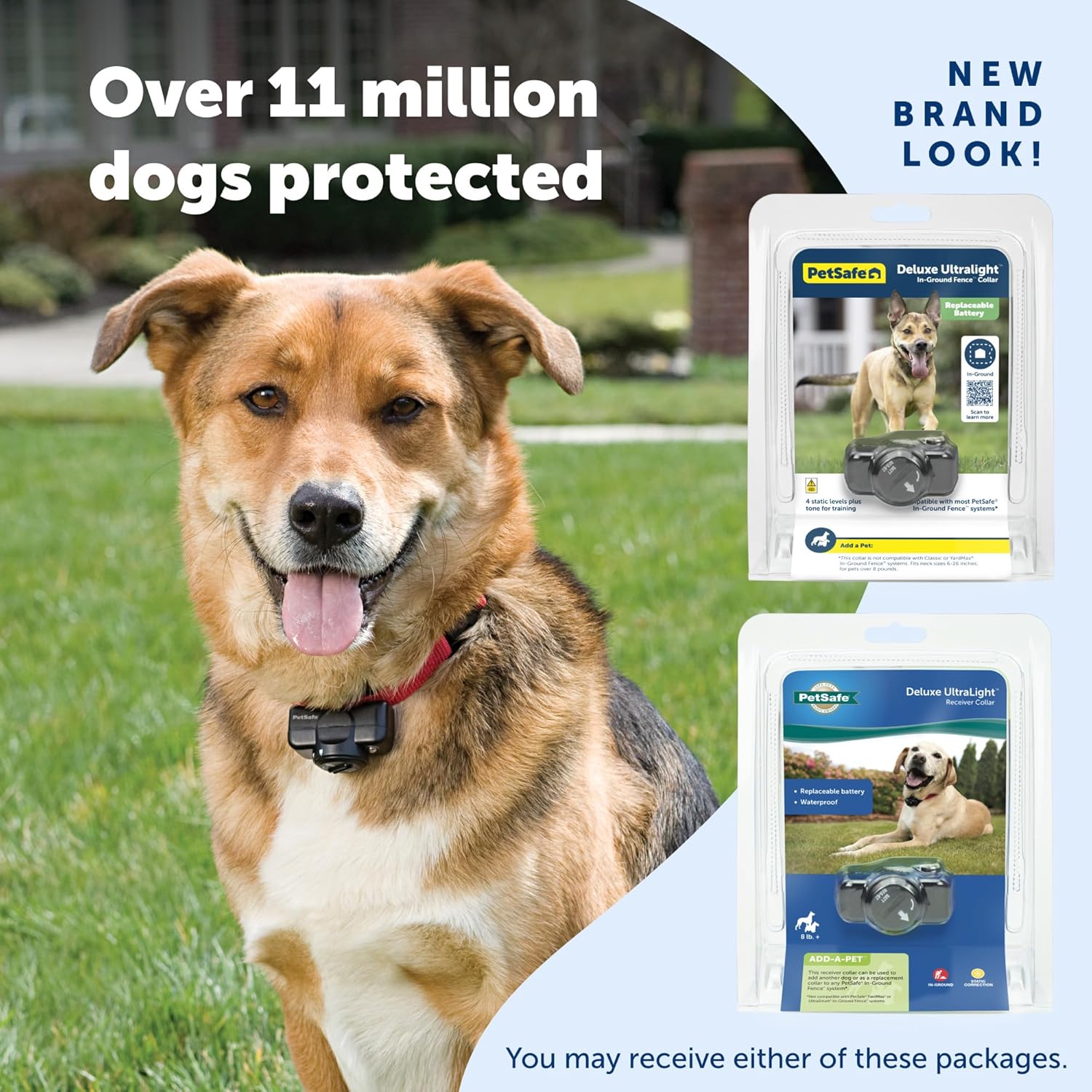 PetSafe add-a-dog receiver collar packaging back view with usage specifications and compatibility details.