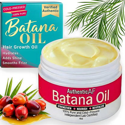 LIV Authentic Dr Sebi Batana Oil front view of the 4 ounce jar showing the authentic product label