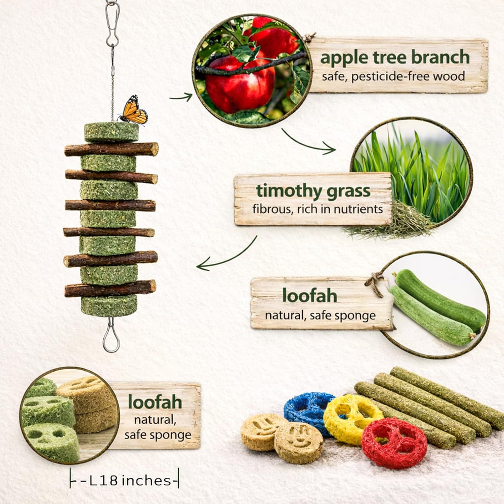 Grddaef guinea pig chew toys timothy grass balls