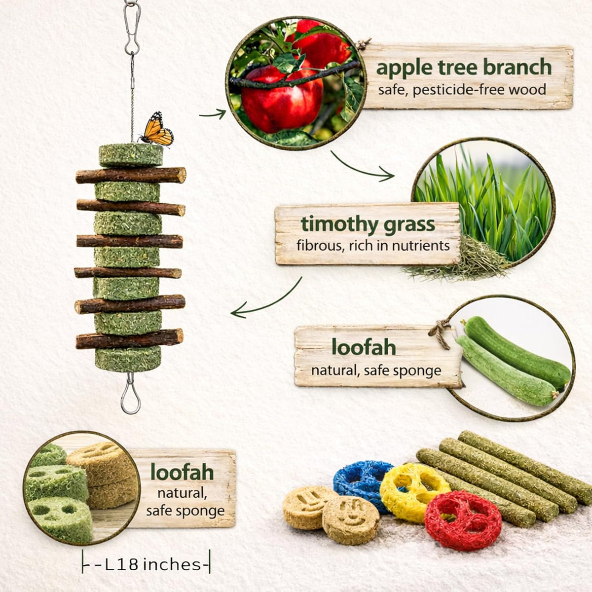 Grddaef guinea pig chew toys timothy grass balls
