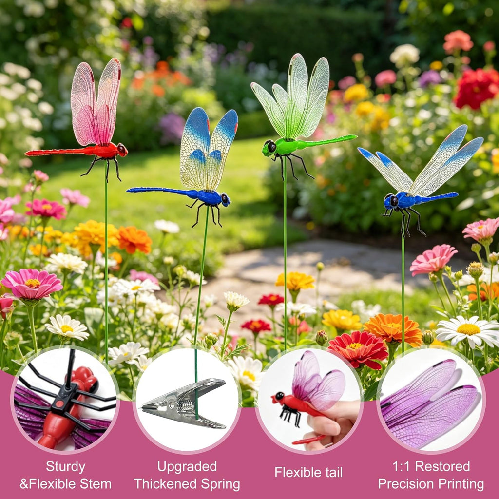 Fluencara natural deer and horse fly deterrent clip positioned on a garden stake