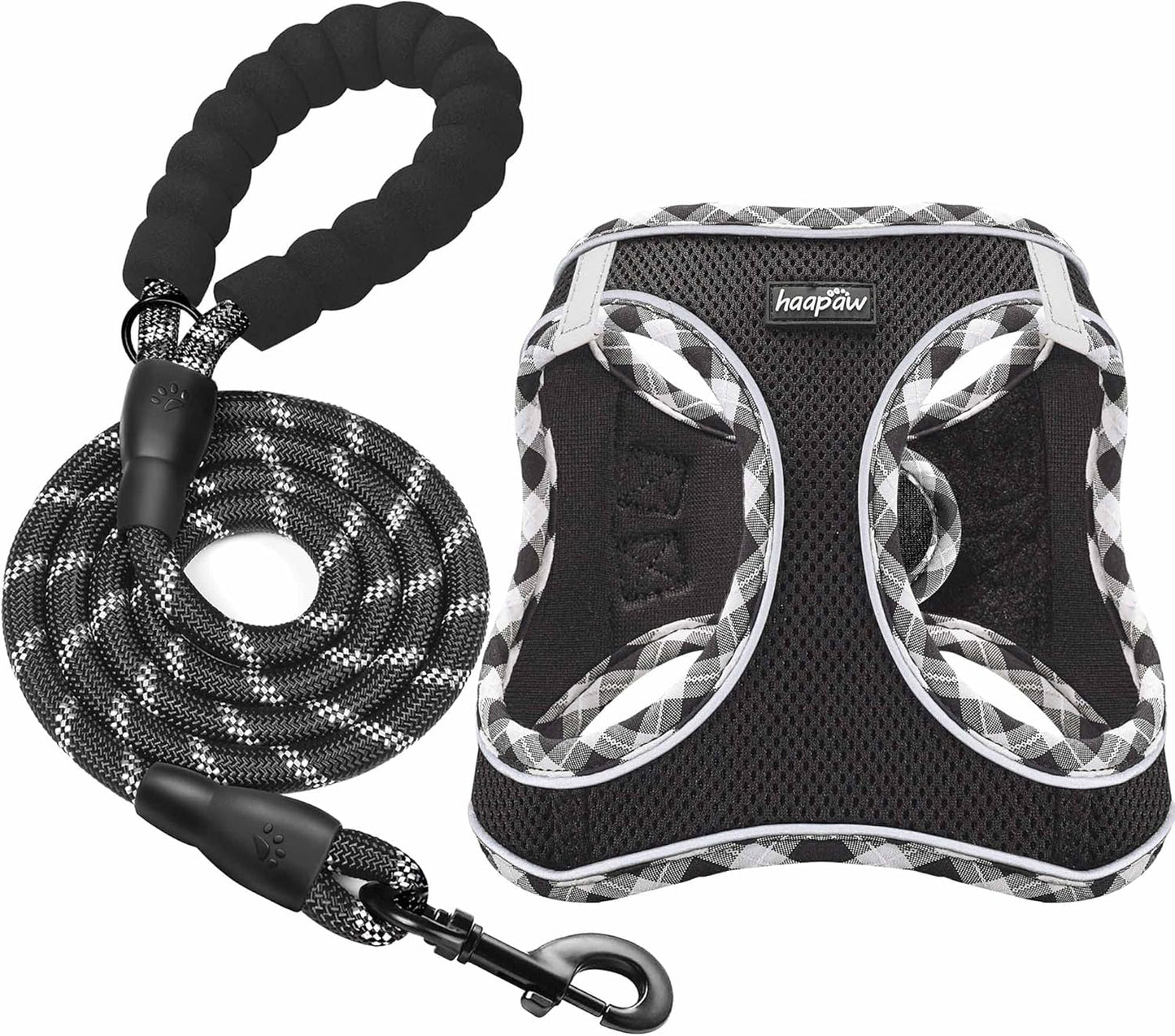 Haapaw small medium dog harness set with padded handle rope leash
