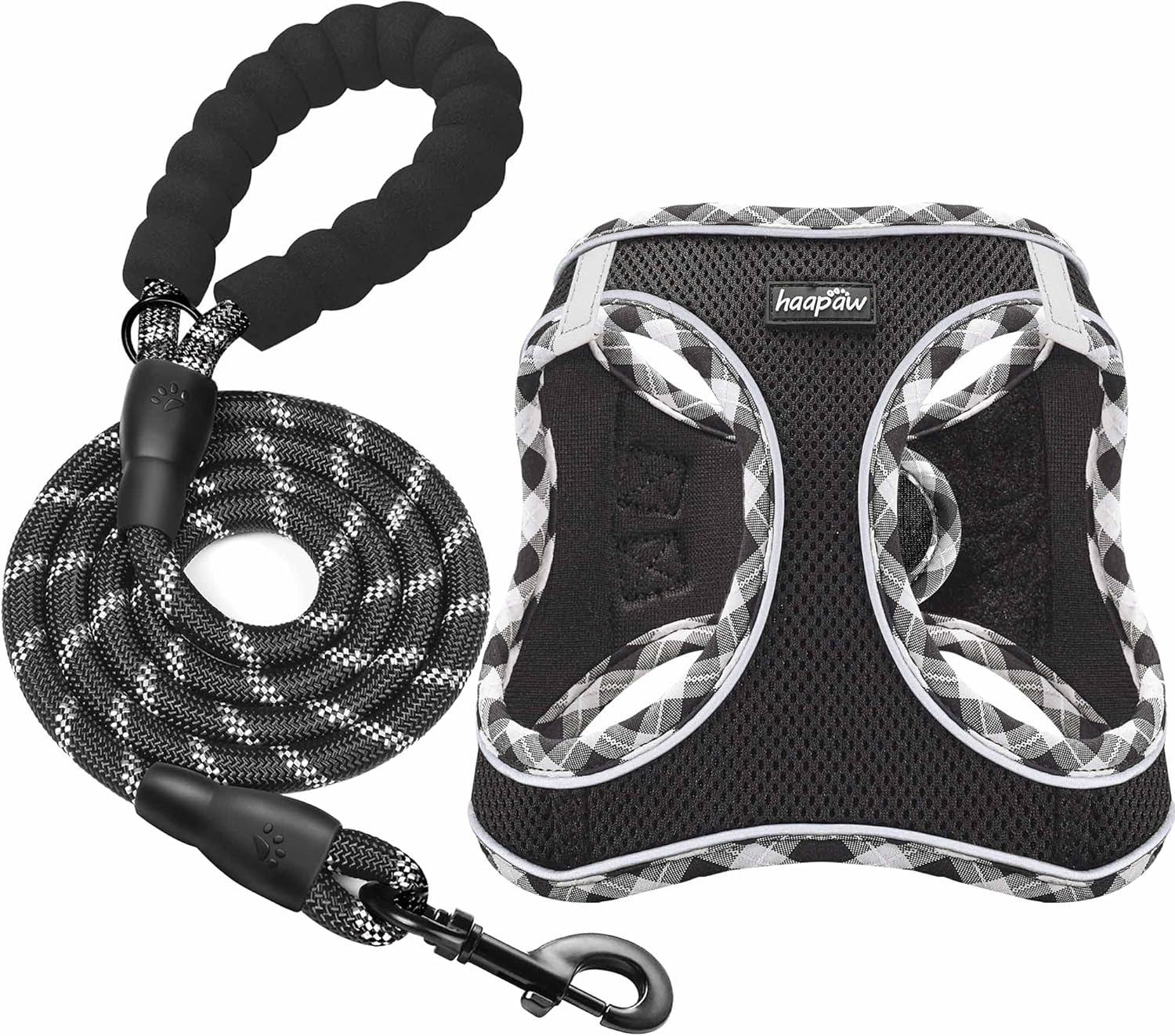 Haapaw small medium dog harness set with padded handle rope leash