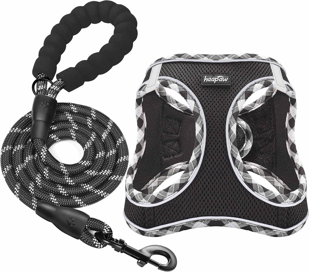 Haapaw small medium dog harness set with padded handle rope leash