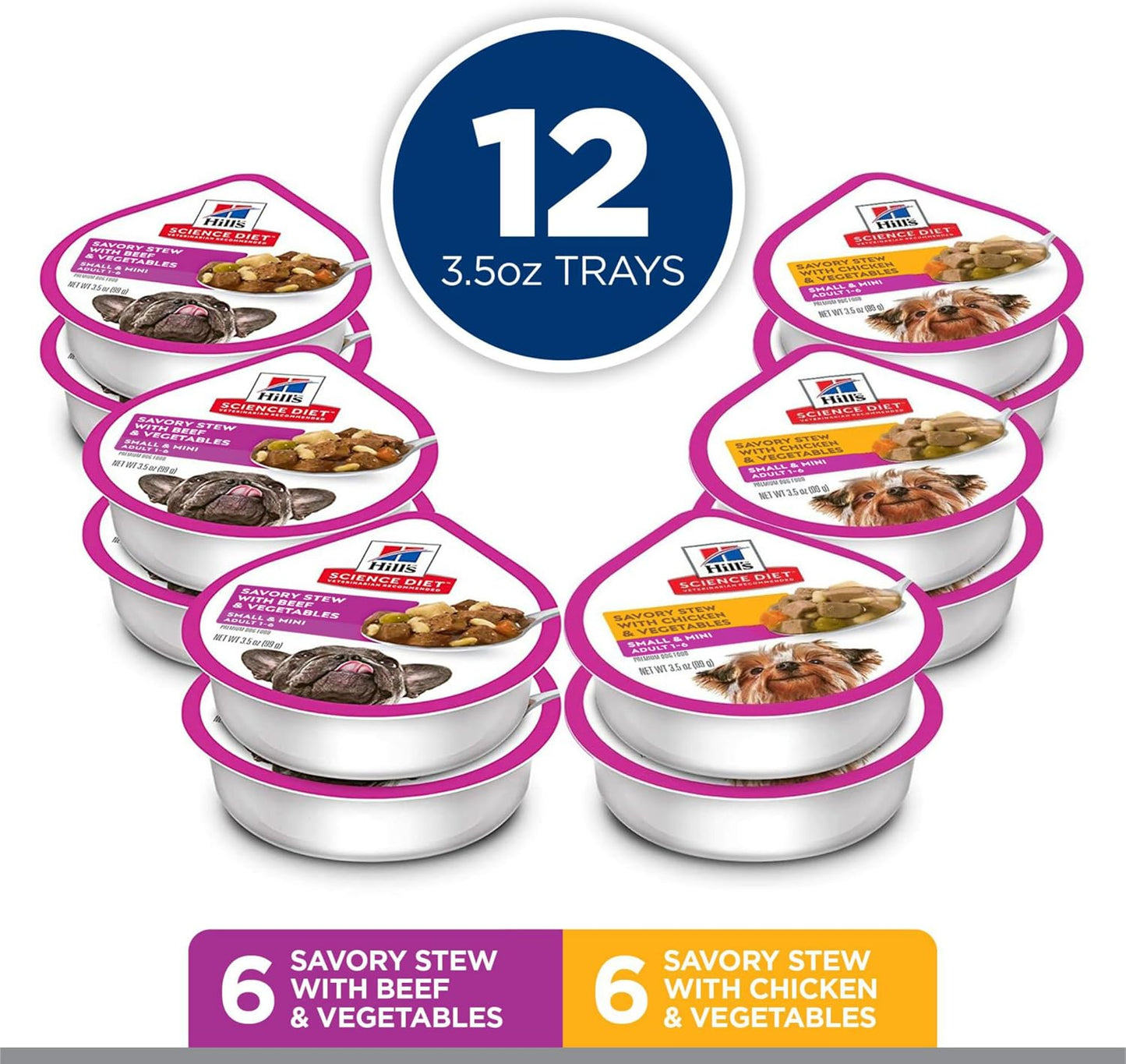 Hill's Science Diet Chicken and Salmon vegetables stew variety pack close up
