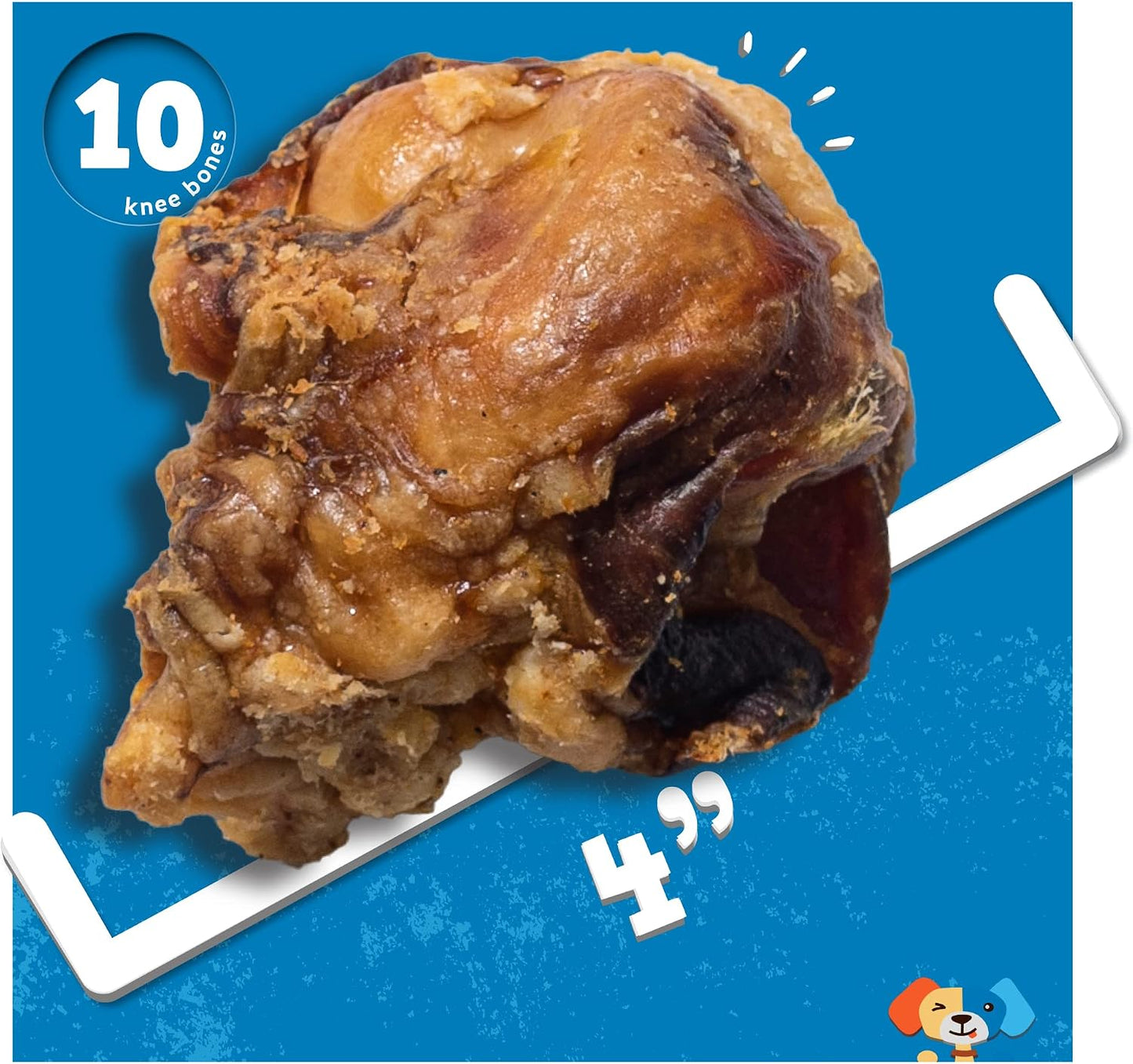 Top down view of ten count beef knee bones