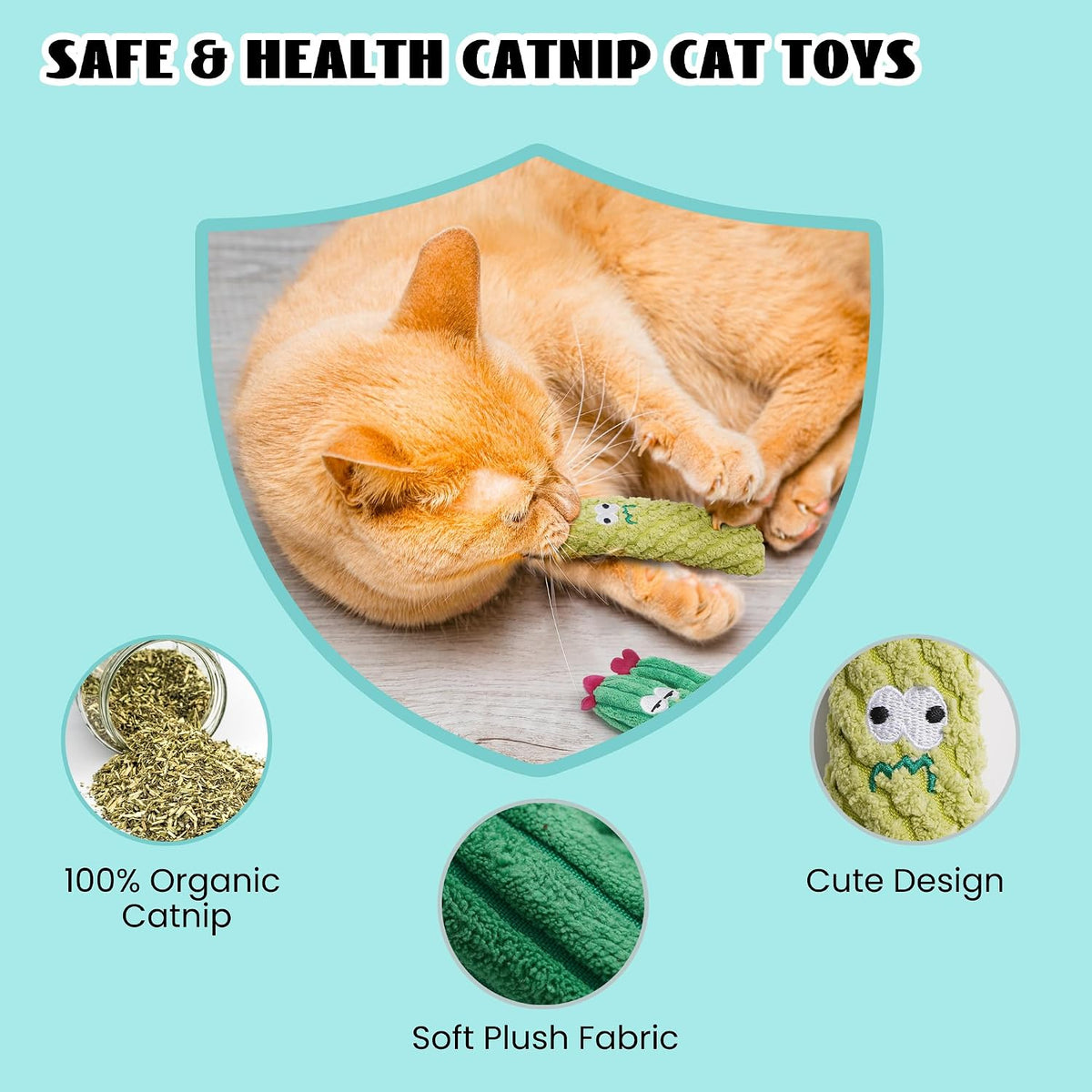 Durable cactus chew toys for indoor cats
