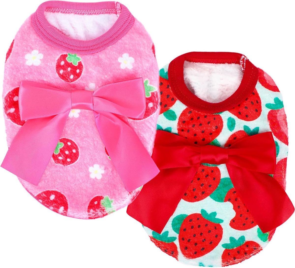 Chihuahua wearing Viunimo two piece strawberry sweater outfit