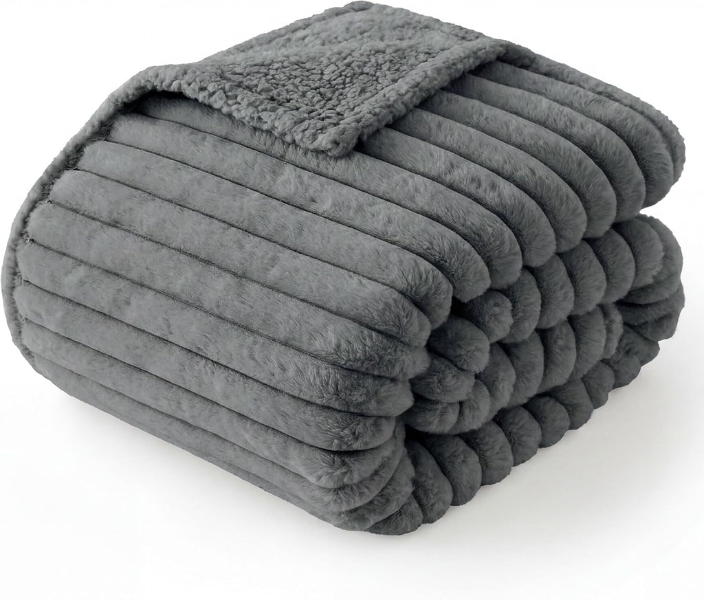 Bedsure ComfyFleece(TM) Waterproof Dog Blankets for Large Dogs - Soft Pet Cat Blanket Corduroy Fleece for Couch Bed Protector Washable, Cozy Calming Reversible Furniture Protection,50"x60", Cream - Image 15