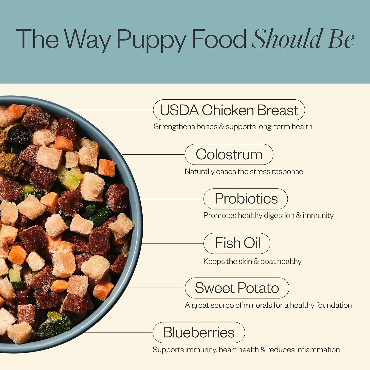 Maev raw dog food nutritional ingredients display
