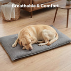 Small dog sleeping on Veehoo indestructible kennel pad