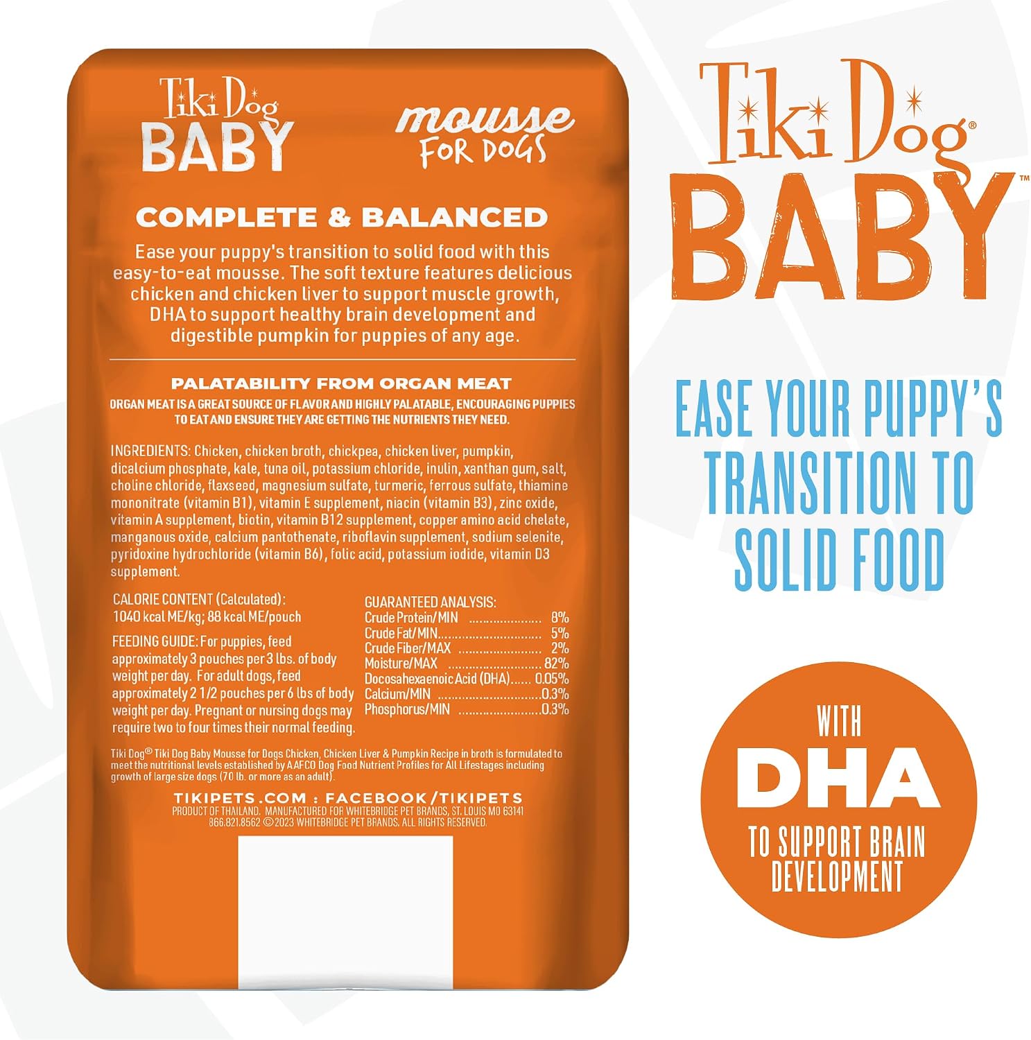Serving size of Tiki Dog Baby Mousse puppy food