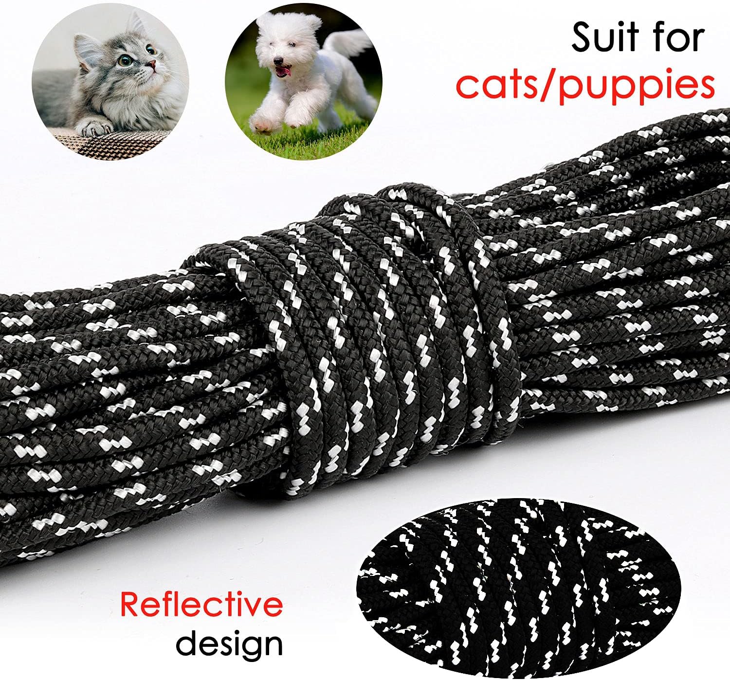 Rypet 15 foot nylon leash coiled for storage