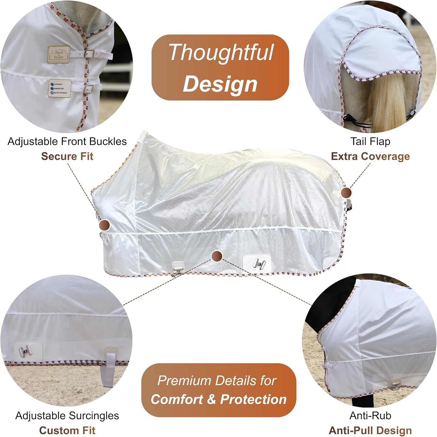 Barn And Stable UV protective horse sheet back view displaying full body mesh