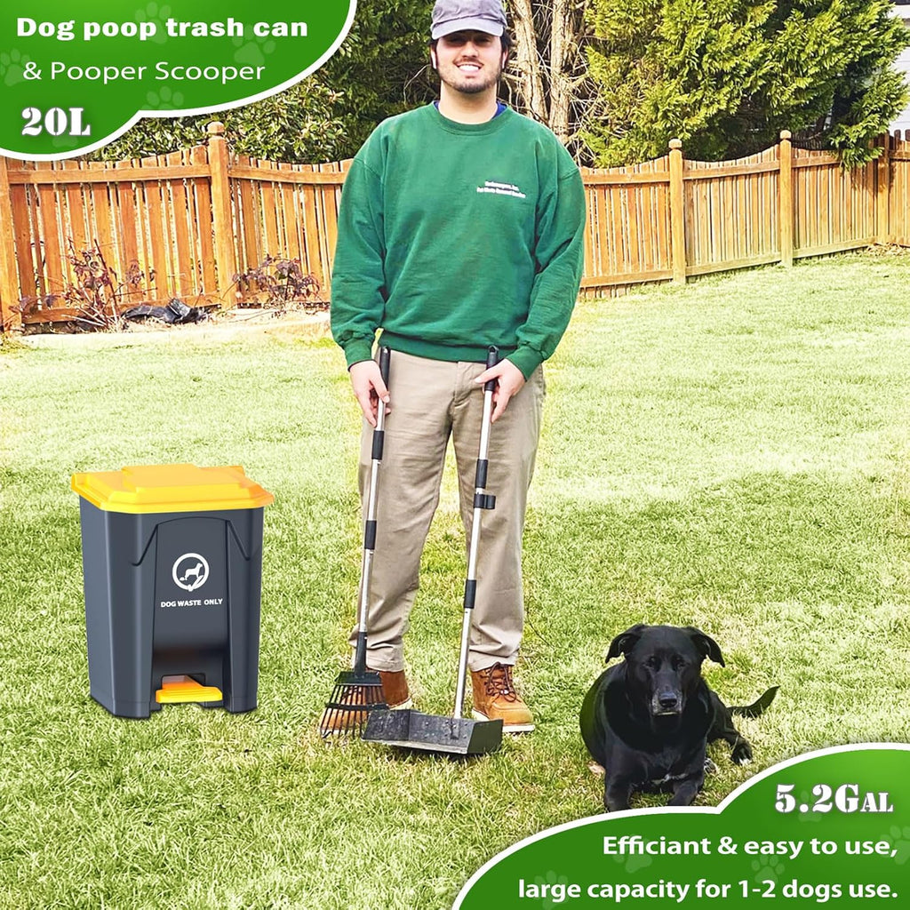 Heavy duty metal pooper scooper with long handle for lawn cleaning
