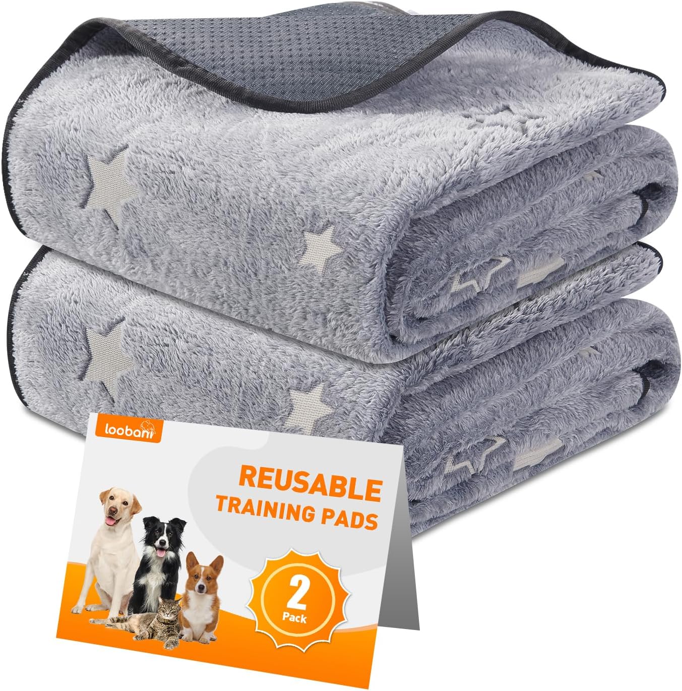 Loobani washable pee pads for dogs 2 pack front view