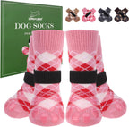 EXPAWLORER Dog Socks to Prevent Licking Paws,Anti Slip Dog Shoes for Hot Pavement,Dog Booties for Hardwood Floors,Dogs Boots & Paw Protectors for Small Medium Large Senior Dogs,British Style,Khaki M - Image 12