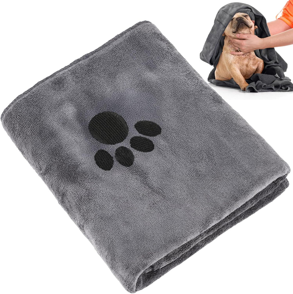 Opvixi microfiber dog drying towel front view grey