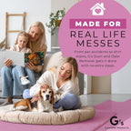 Applying G's Cleaning enzymatic spray to furniture upholstery