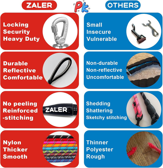 Zaler short dog leash handle view showing the soft padding and metal O ring