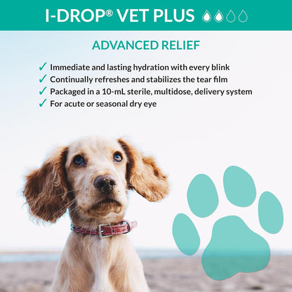 Close up of the dropper tip on I-DROP Vet Plus multidose bottle