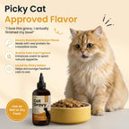 Close up of Altira Cat Gravy texture and bottle packaging