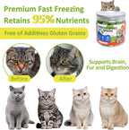 Cat enjoying a crunchy high fiber chicken breast snack for dental care