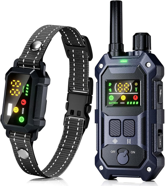 Blackdog military dog shock collar front view with remote transmitter