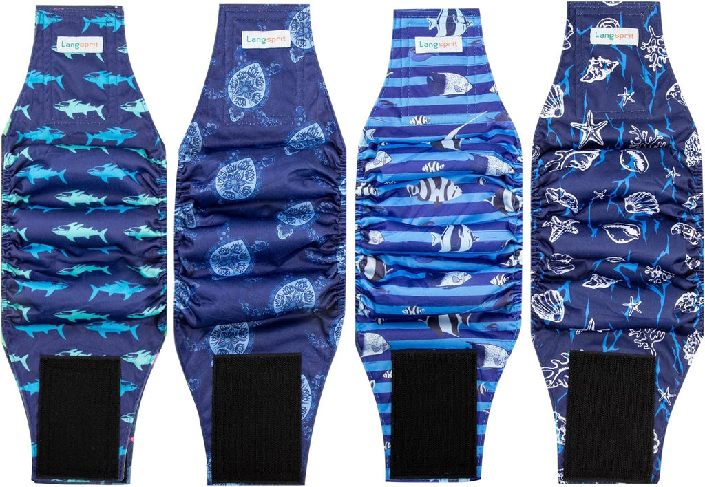 Washable male dog belly bands pack of four for house training
