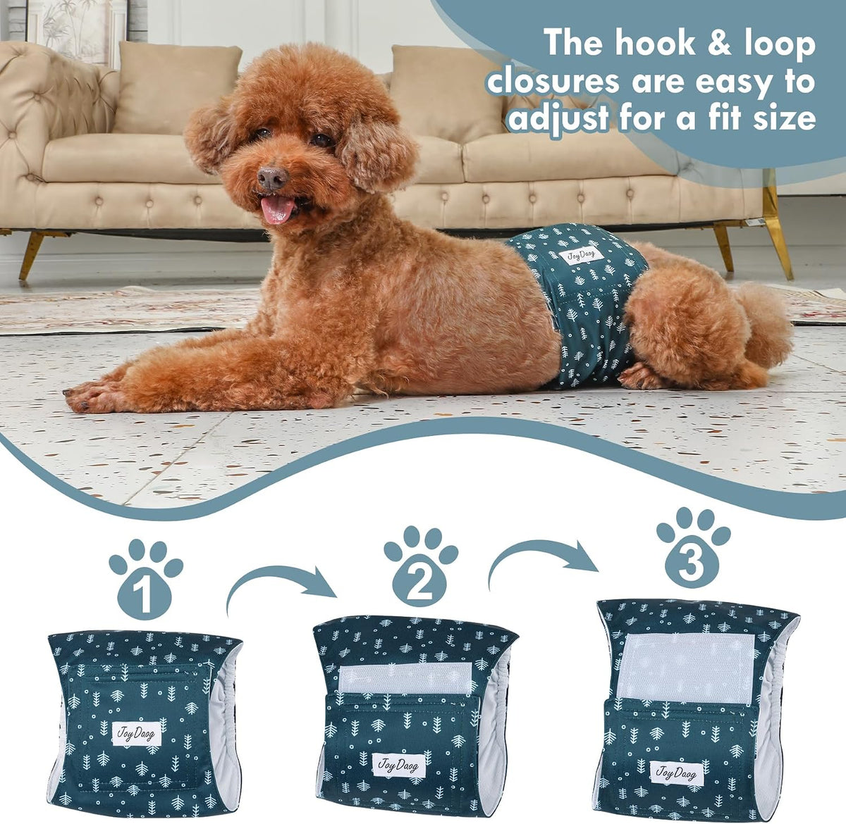 Adjustable pet waist band wrap for territorial male dog marking issues.