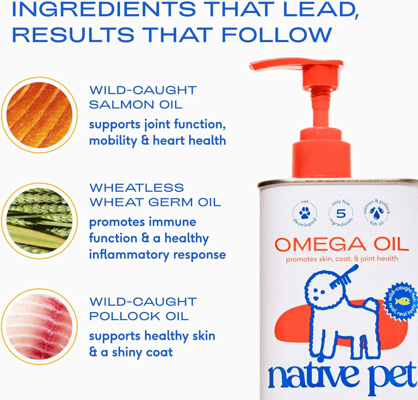 Native Pet premium wild caught Alaskan salmon and pollock oil blend