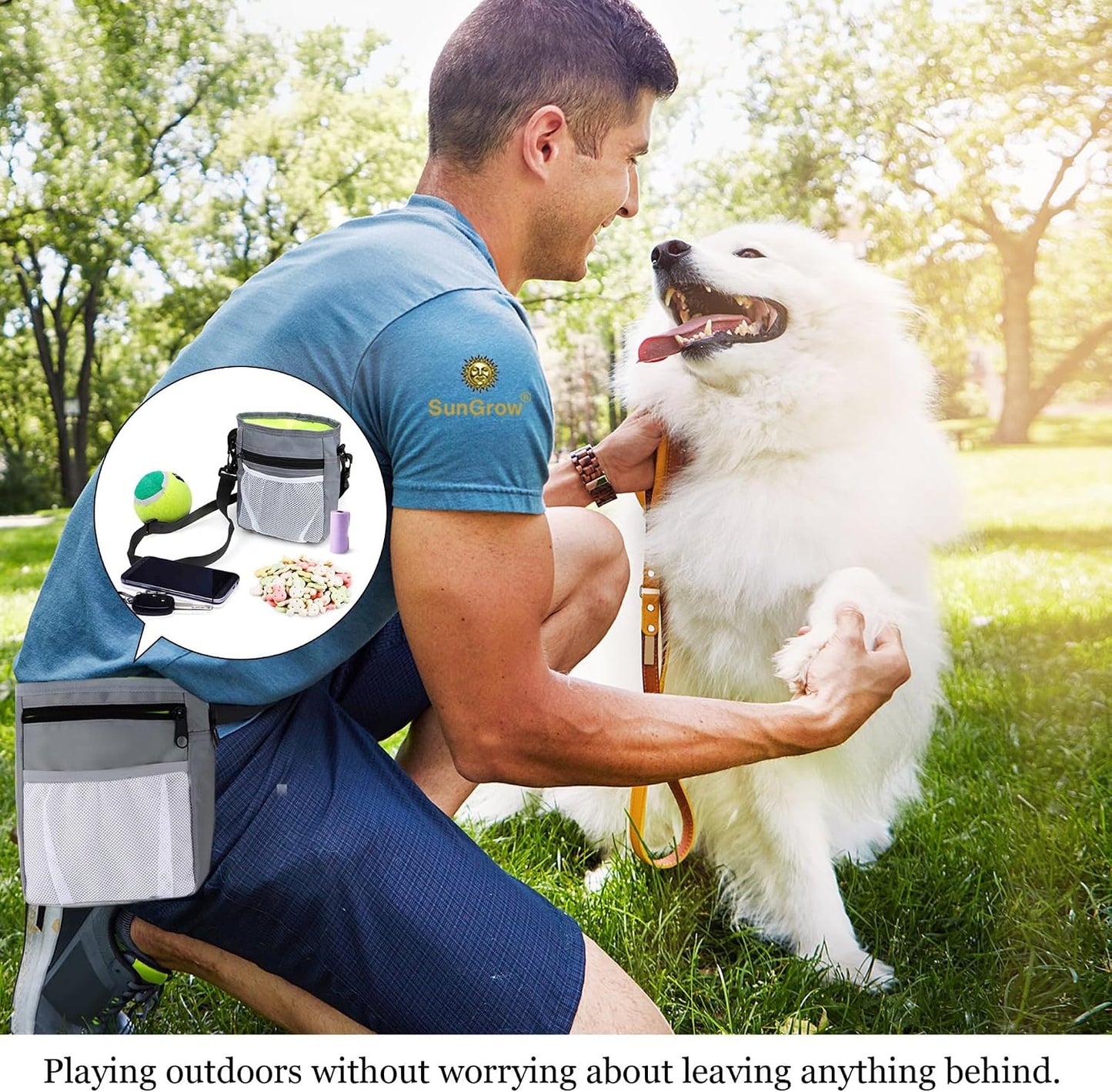 SunGrow dog walking accessory pouch showing front mesh storage compartment