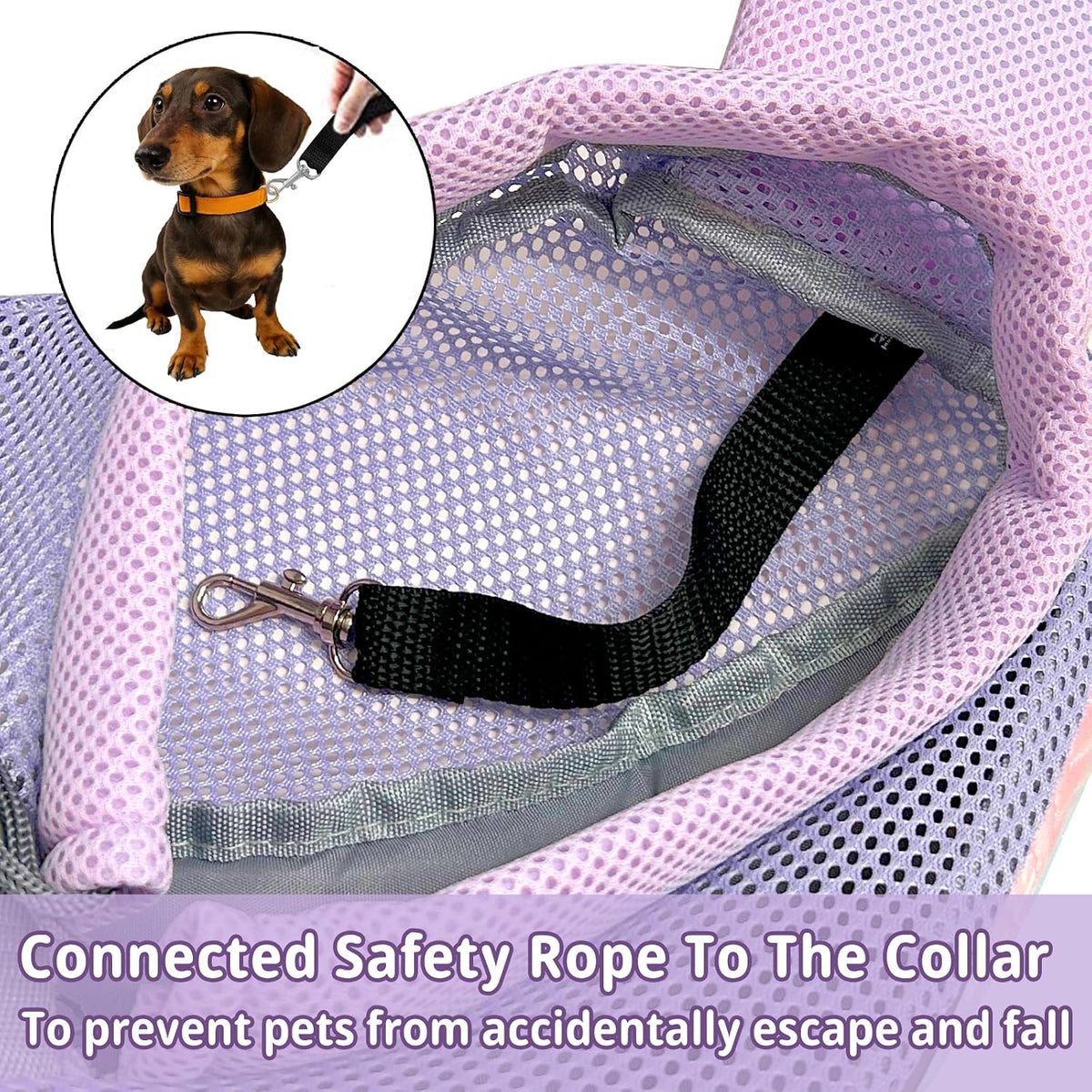Cat resting inside purple Cuby travel sling carrier