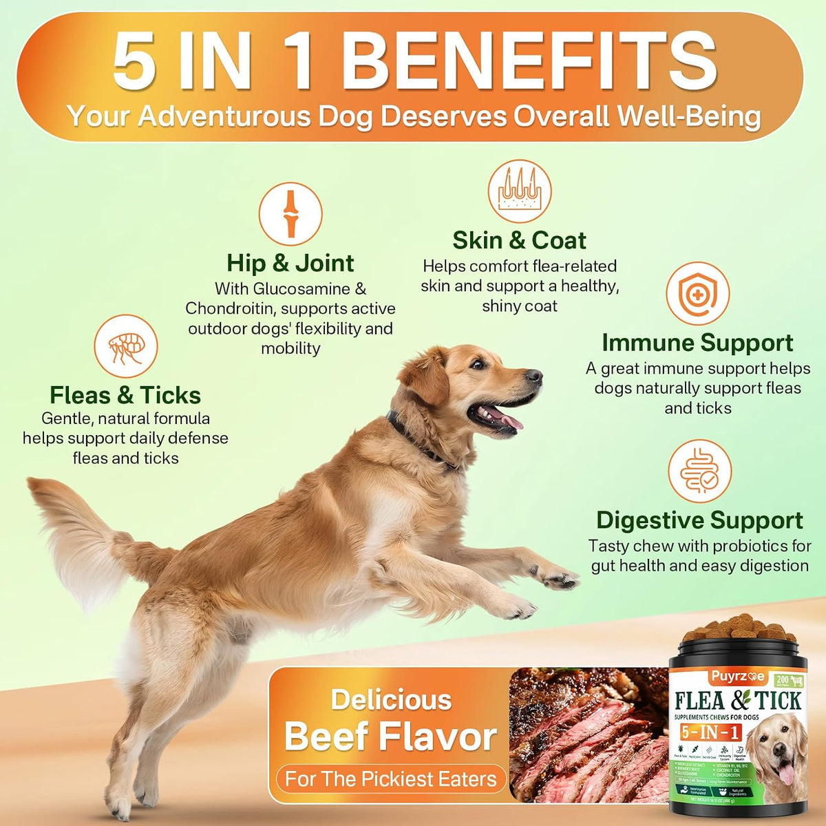 Puyrzoe natural pet supplement soft heart shaped treats for dogs