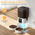 Electronic automatic cat feeder displaying two way audio microphone setup.