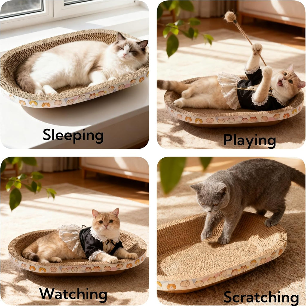 Cat scratching on Spindro oval cardboard board