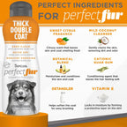 Grooming a German Shepherd with TropiClean Perfect Fur shampoo