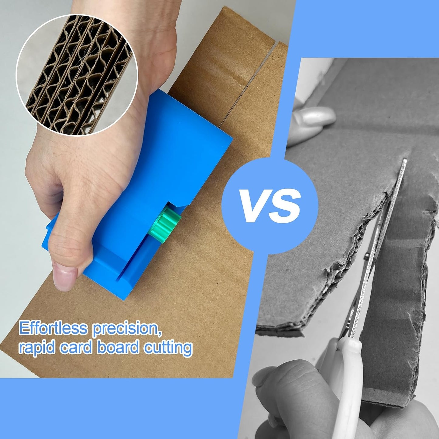 Demonstration of cardboard strips made with cat scratcher tool