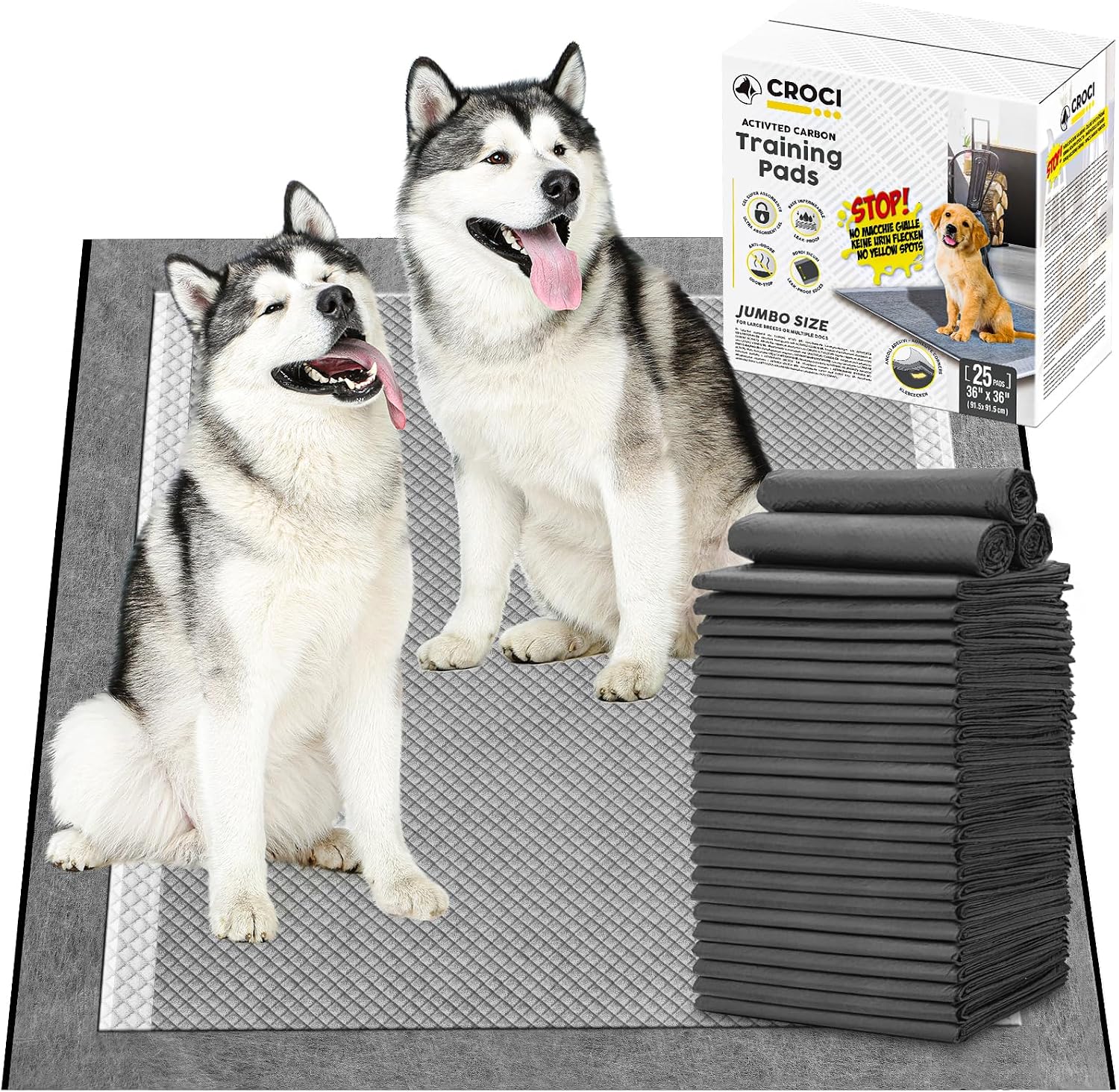 CROCI Charcoal Puppy Pads with Adhesive Tabs, 28x34in Extra Large Pee Pads for Dogs, Odor-Control Super Absorbent Quick-Dry Leak-Proof, Disposable (40 Counts) - Image 14