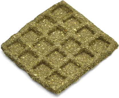 High fiber Timothy hay waffle chew toy for rabbit dental care