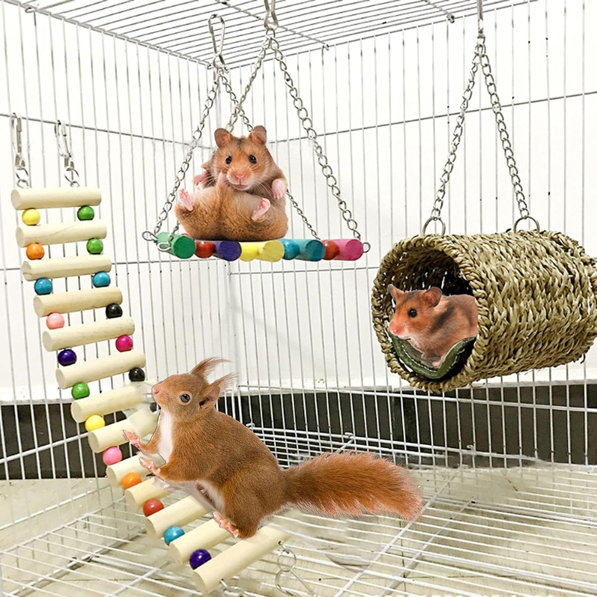 Hamiledyi Hamster 3-Piece Hanging Toy Set front view