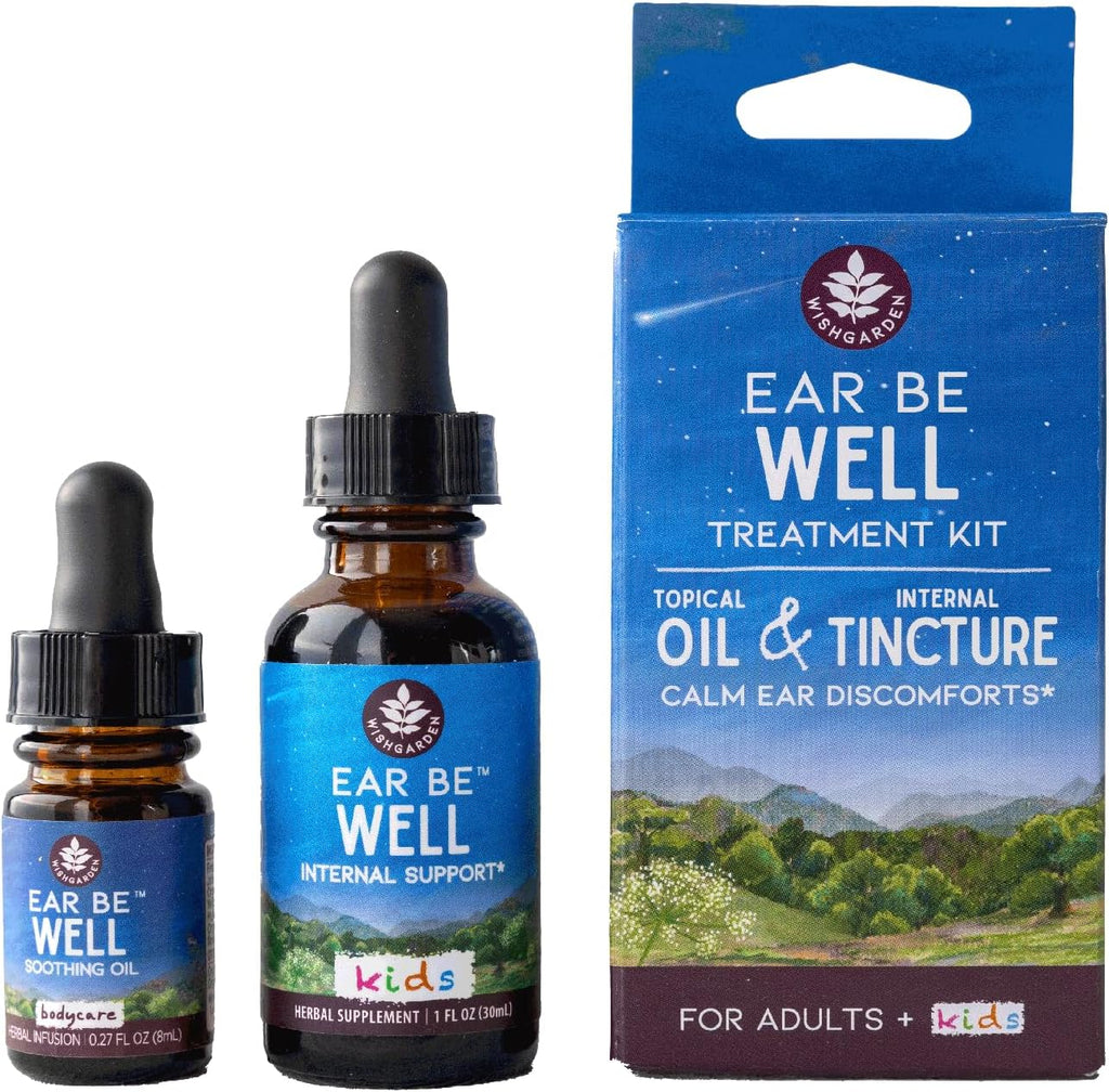 WishGarden Herbs Ear Be Well Treatment Kit front view for ear discomfort relief.