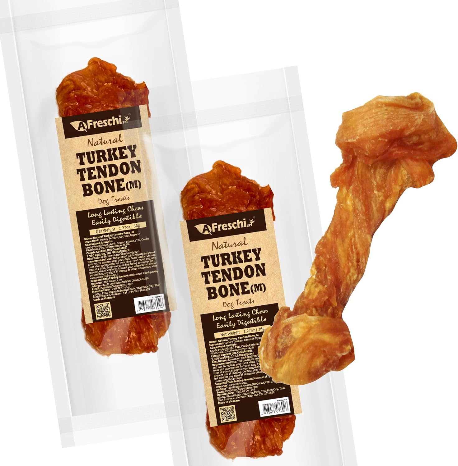 A Freschi srl Turkey Tendons for Dogs, Long-Lasting, Hypoallergenic Rawhide Alternative, Human Grade, Healthy Puppy Chews, Natural Dog Treats for Medium Dogs, Rope (M), 2 Count Pack - Image 10