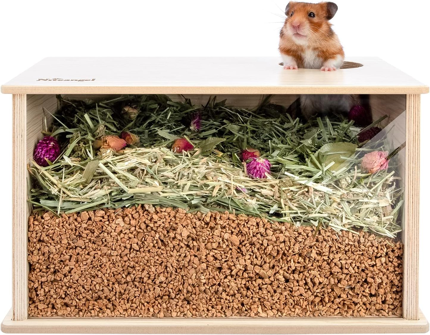 Niteangel Visible Hamster Digging Box for Syrian Dwarf Roborovski Campbell Hamsters Gerbils Mice Lemmings Degus or Other Small-Sized Pets (Burlywood) - Image 1