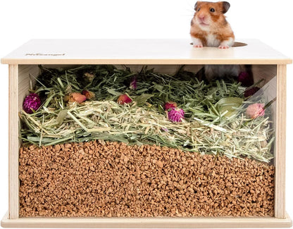 Niteangel Visible Hamster Digging Box for Syrian Dwarf Roborovski Campbell Hamsters Gerbils Mice Lemmings Degus or Other Small-Sized Pets (Burlywood) - Image 1