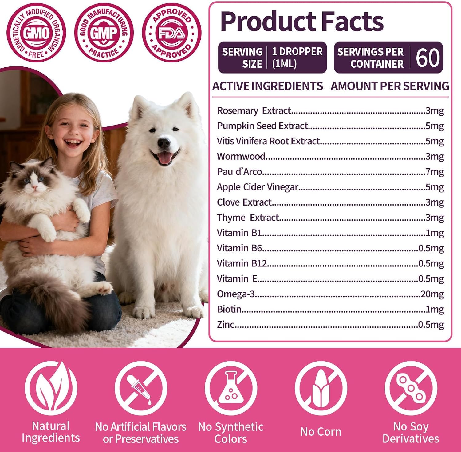 Wagmee natural oral drops packaging showing ingredients list