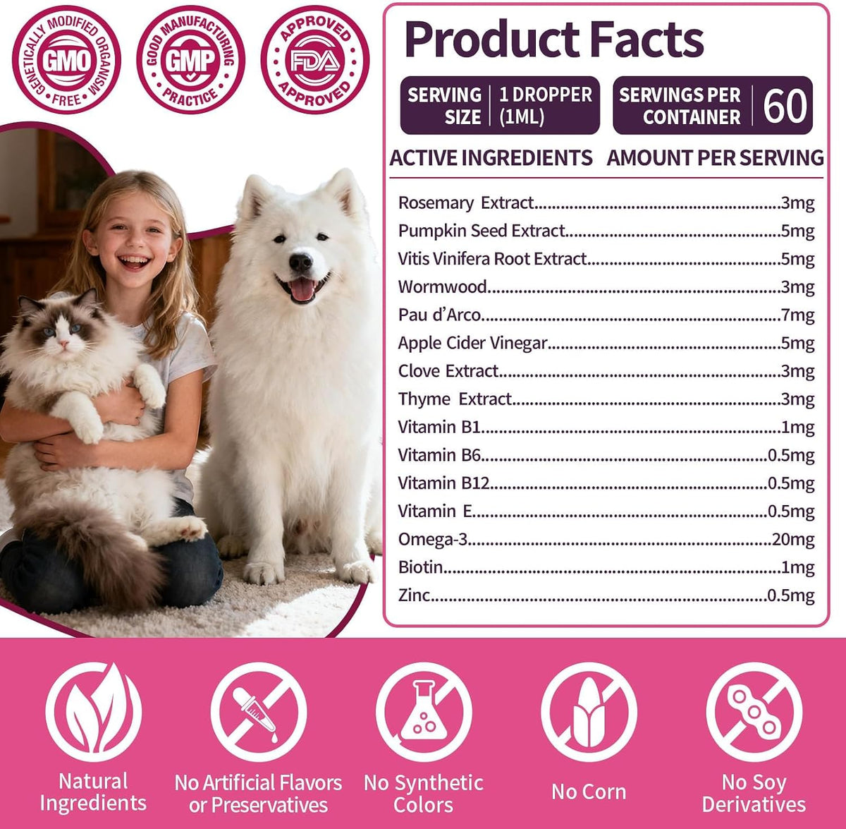Wagmee natural oral drops packaging showing ingredients list